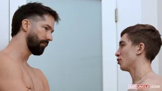 Stepdad Shaves Twink's Cock Then Barebacks Him