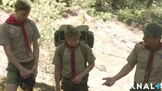 Scoutmaster Snow Breeds Twinks Bunker, Zac & Oliver in Bareback Woods Gangbang
